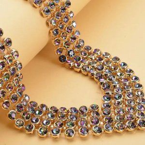Magic Color Austrian Crystal Multi Layer Wedding Necklace 20-22 Inches